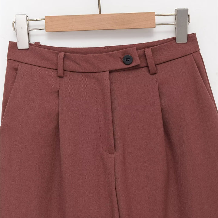 Damen weite Hochbund-Shorts mit eleganter Faltenlegung Drune