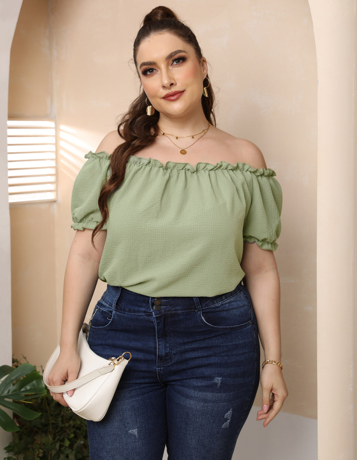 Damen Off-Shoulder Oberteil mit Volant Drune