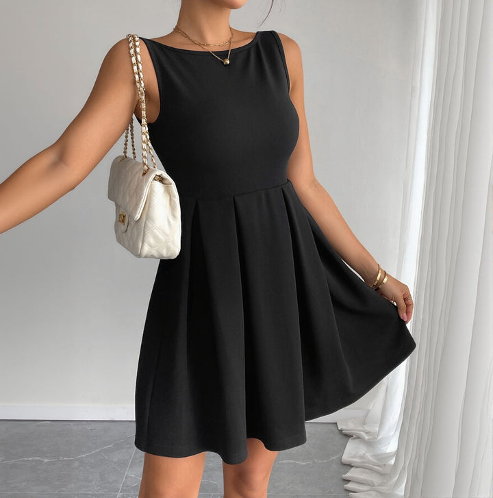 Damen figurbetontes Kleid mit schwingendem Rock und elegantem Ausschnitt Drune