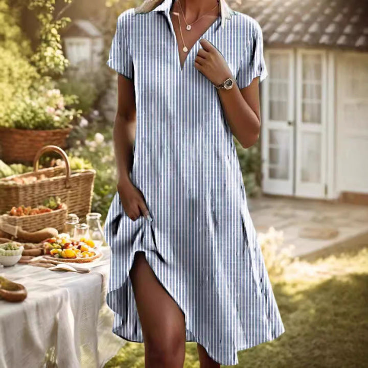 Damen Frischblumen-Hemdkleid mit Knopfverschluss und lässigem Schnitt Drune