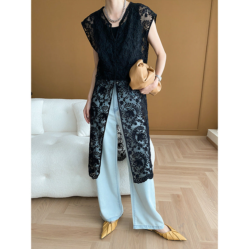Damen weite Jeans mit hoher Taille und lässigem Schnitt Drune