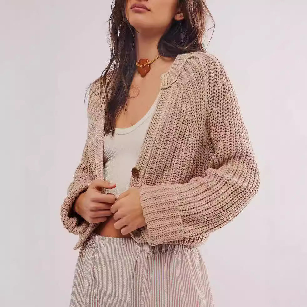 Damen lässiger Strickcardigan mit überschnittenen Schultern und Knopfdetails Drune