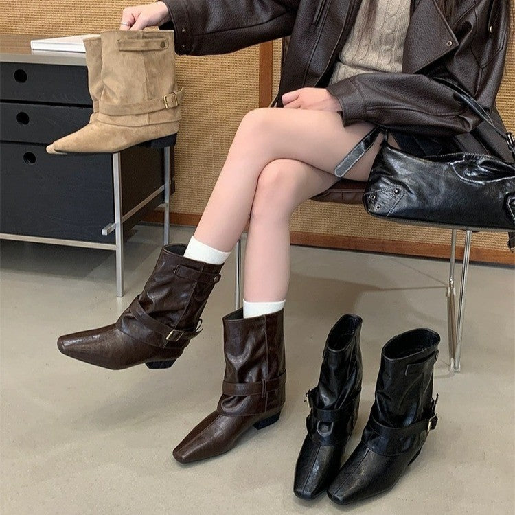 Damen Stiefeletten mit dekorativen Schnallen Drune