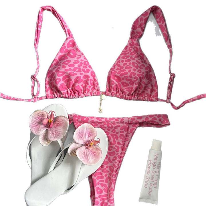 Damen Triangel-Bikini mit Leo-Design und verstellbaren Trägern Drune