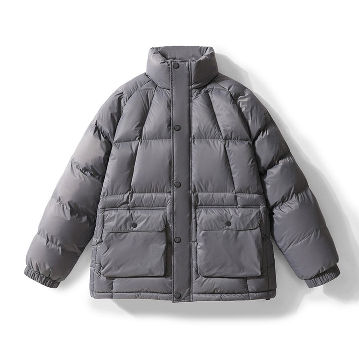 Herren Wattierte Steppjacke mit hohem Stehkragen, Druckknopfblende & großen Pattentaschen Drune