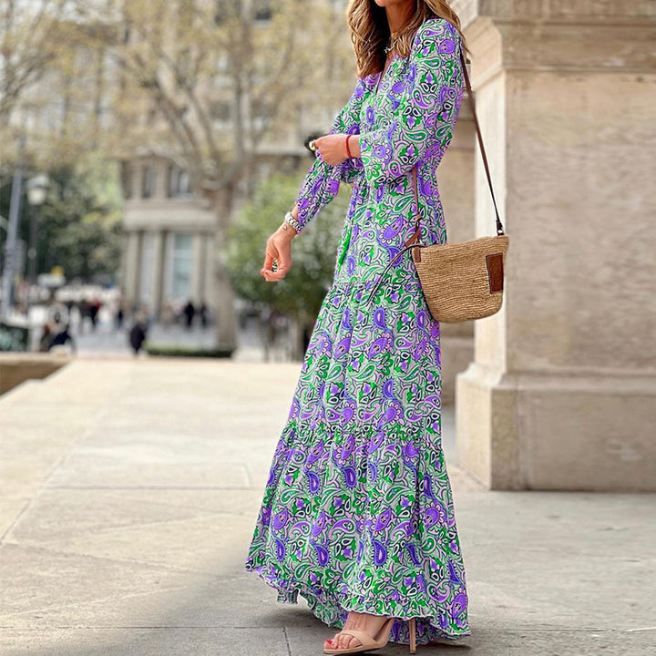 Damen Maxikleid mit eleganter Paisley-Optik und luftigen Ärmeln Drune