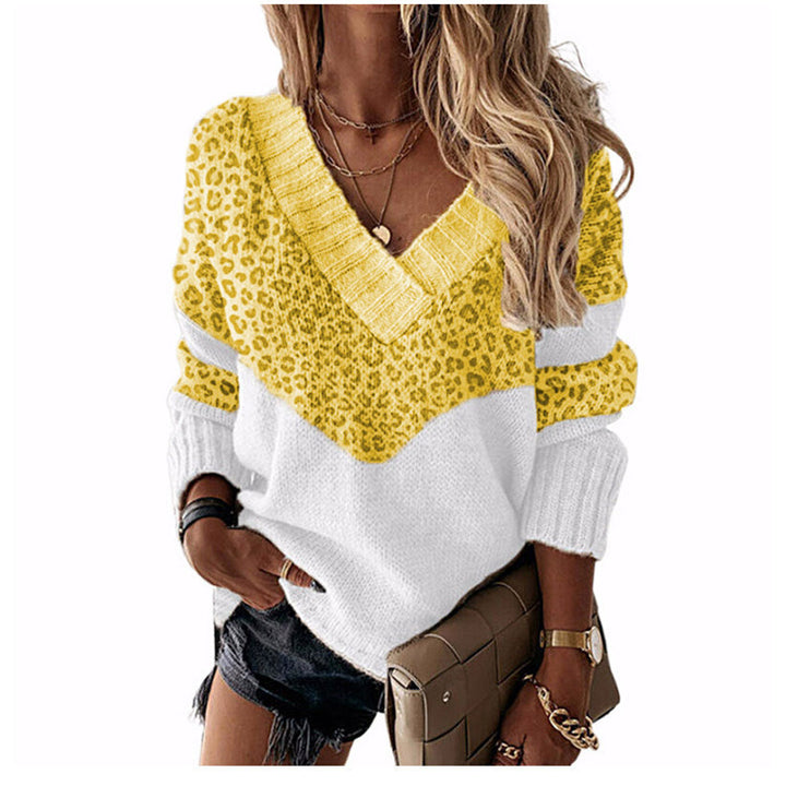 Damen nan V-Ausschnitt Strickpullover mit Chevron-Muster und Oversize-Schnitt Drune