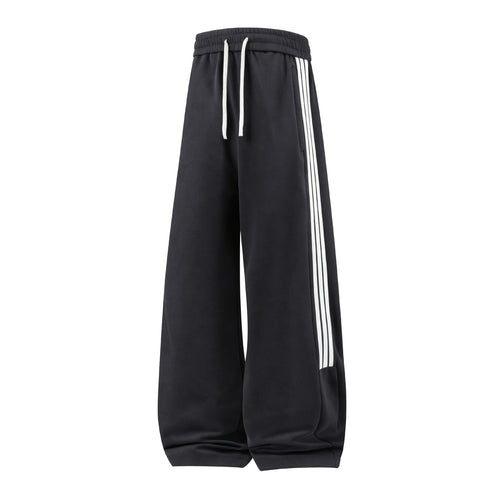 Damen Weite High-Waist Jogginghose mit markanten Seitenstreifen & Kordelzug Drune