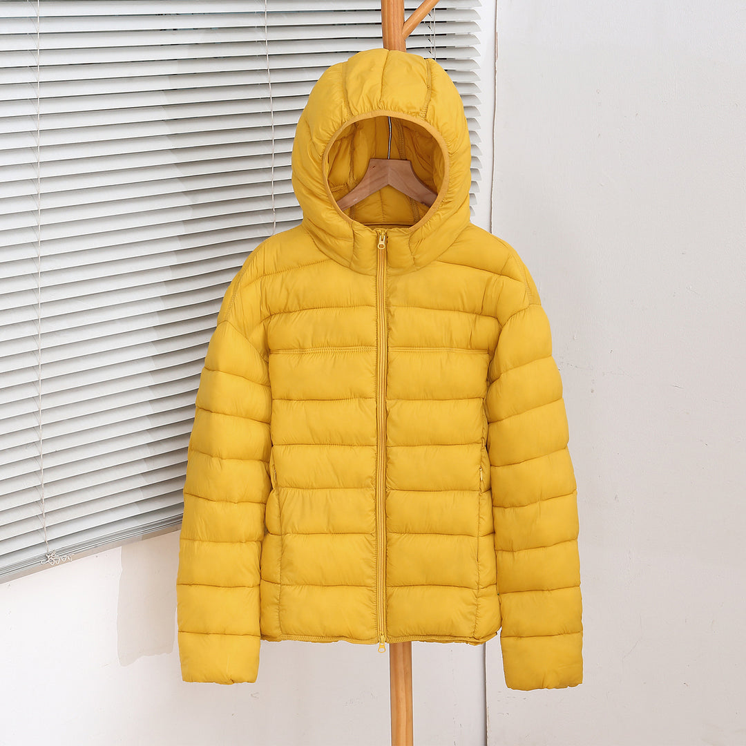Damen nan ultraleichte Steppkurzjacke mit Thermo-Isolierung, ergonomischer Kapuze und packbarem Design Drune