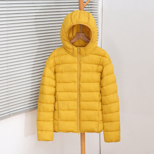 Damen nan ultraleichte Steppkurzjacke mit Thermo-Isolierung, ergonomischer Kapuze und packbarem Design Drune