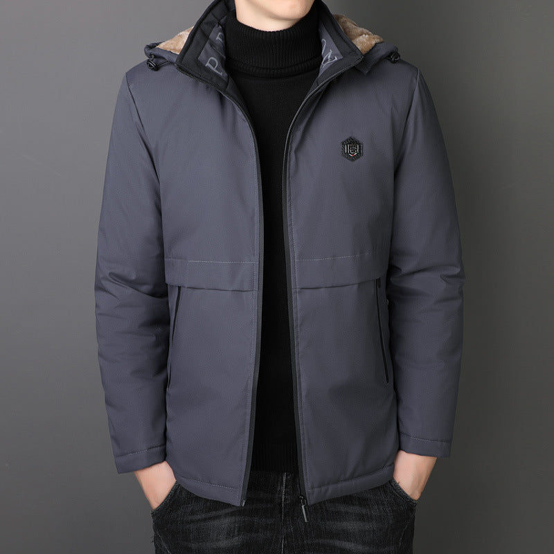 Herren Übergangsjacke mit Teddyfutter, winddichter Außenhülle und Kapuze Drune