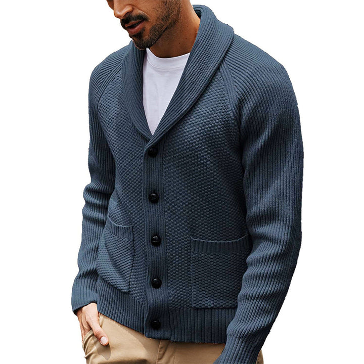 Herren Strickjacke mit Schalkragen und Taschen Drune