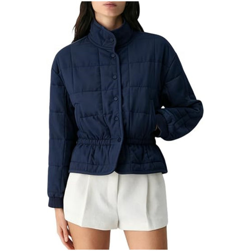 Damen Steppjacke mit Stehkragen und tailliertem Gummizug Drune