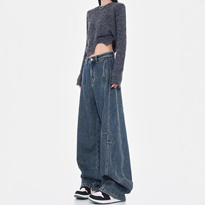 Damen Weite Denim-Hosen Drune