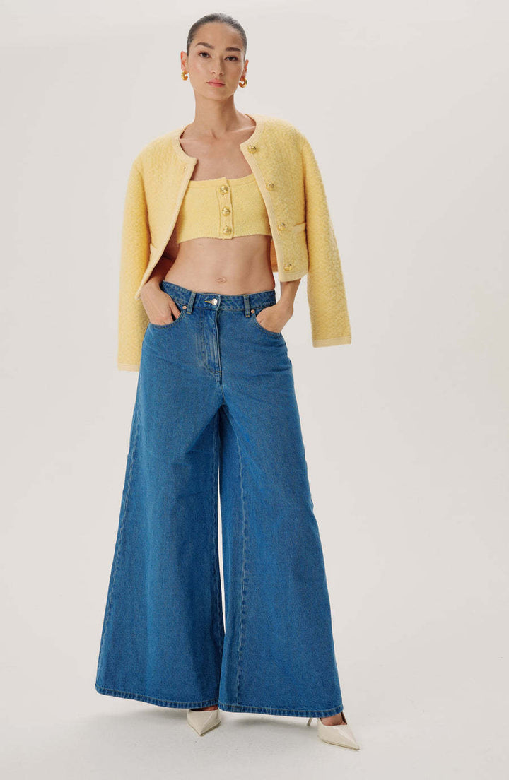 Damen weit geschnittene Jeans mit hohem Bund und eleganter Silhouette Drune