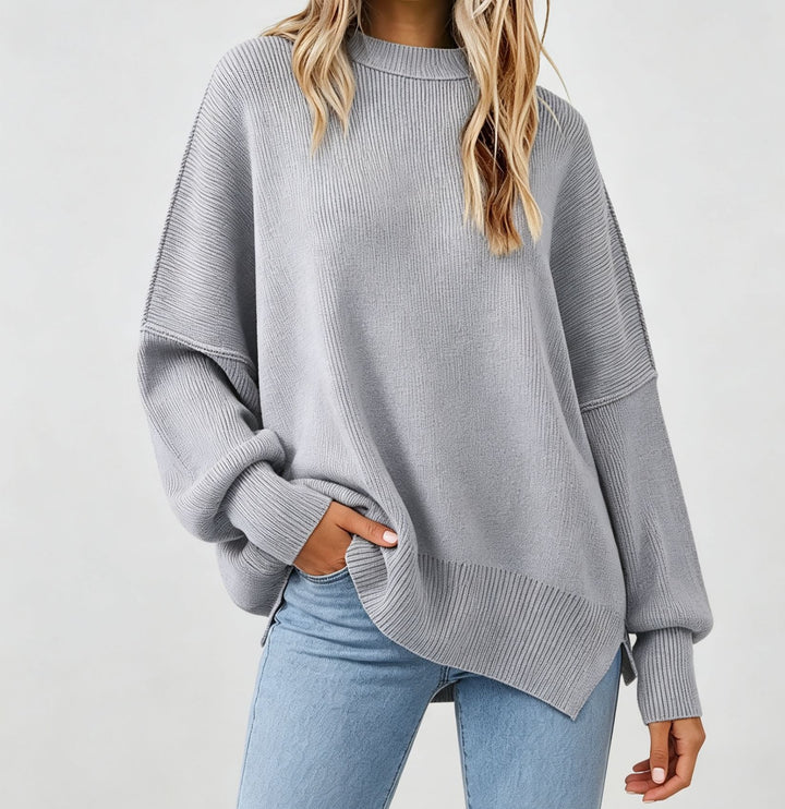 Damen Kastiger Feinstrickpullover mit asymmetrischem Zipfelsaum Drune