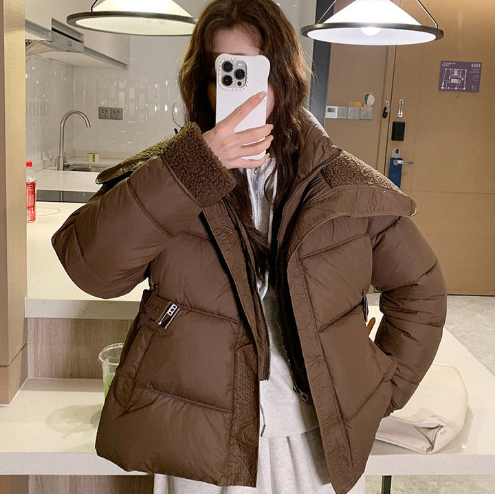 Damen Stylische und warme Pufferjacke mit hohem Kragen und praktischen Taschen Drune