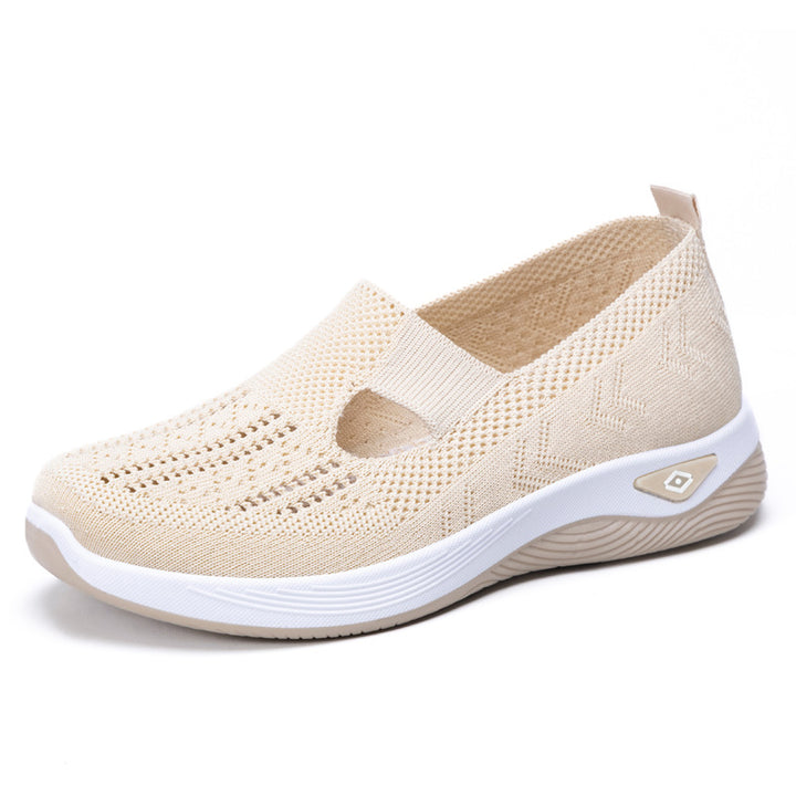 Damen nan leichte atmungsaktive Slip-On Sneaker mit elastischem Strickoberteil und orthopädischer Komfortsohle Drune