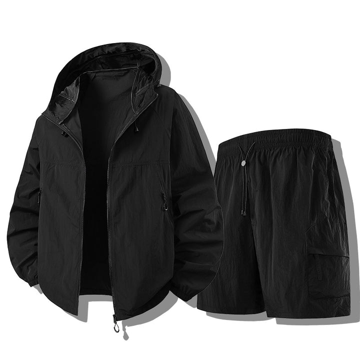 Herren Wetterfeste Funktionsjacke mit Leichtgewicht Shorts