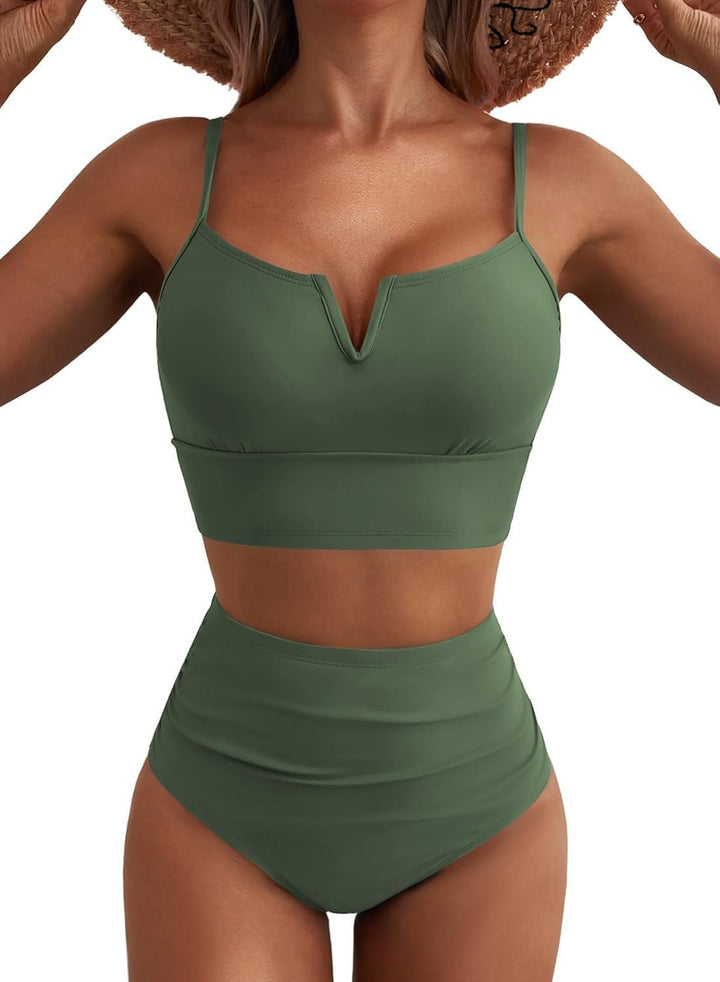 Damen Hochtailliertes Bikini-Set mit modernem V-Ausschnitt und angenehmer Passform Drune