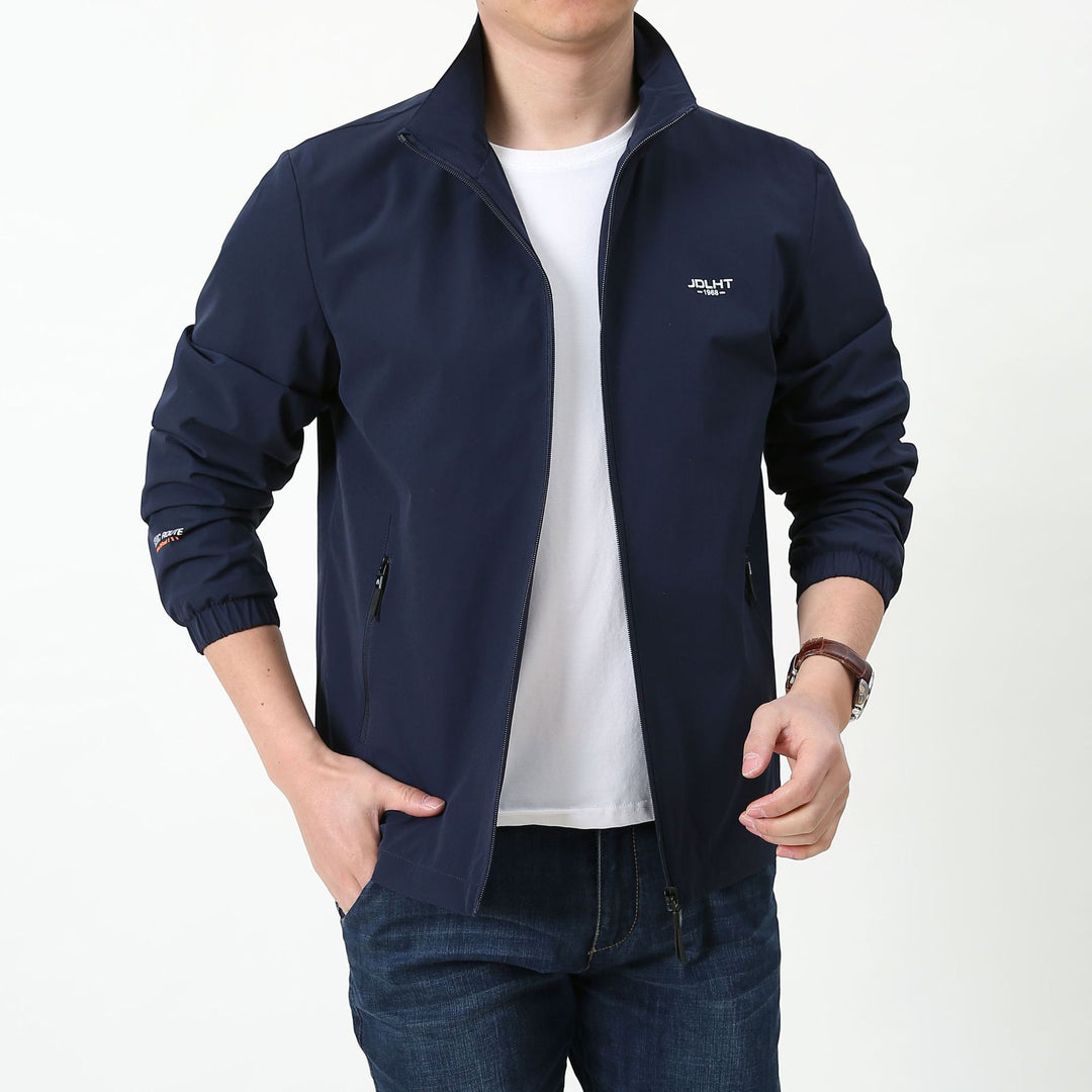 Herren Leichte winddichte Reißverschluss‑Blousonjacke mit Stehkragen und elastischen Bündchen Drune