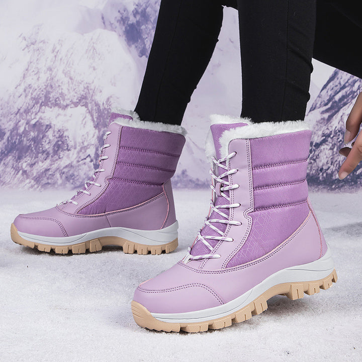 Damen Gefütterte Winterstiefel mit Kunstfellfutter, wasserabweisender Konstruktion und griffiger Profilsohle Drune