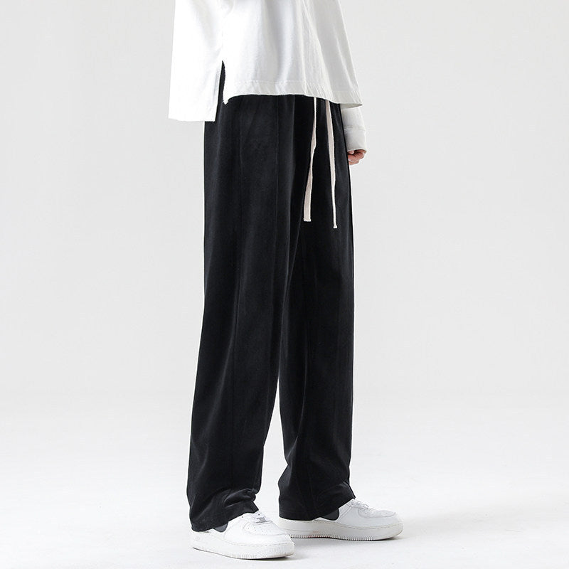 Herren Weite Velours-Jogginghose mit elastischem Bund und Kordelzug Drune