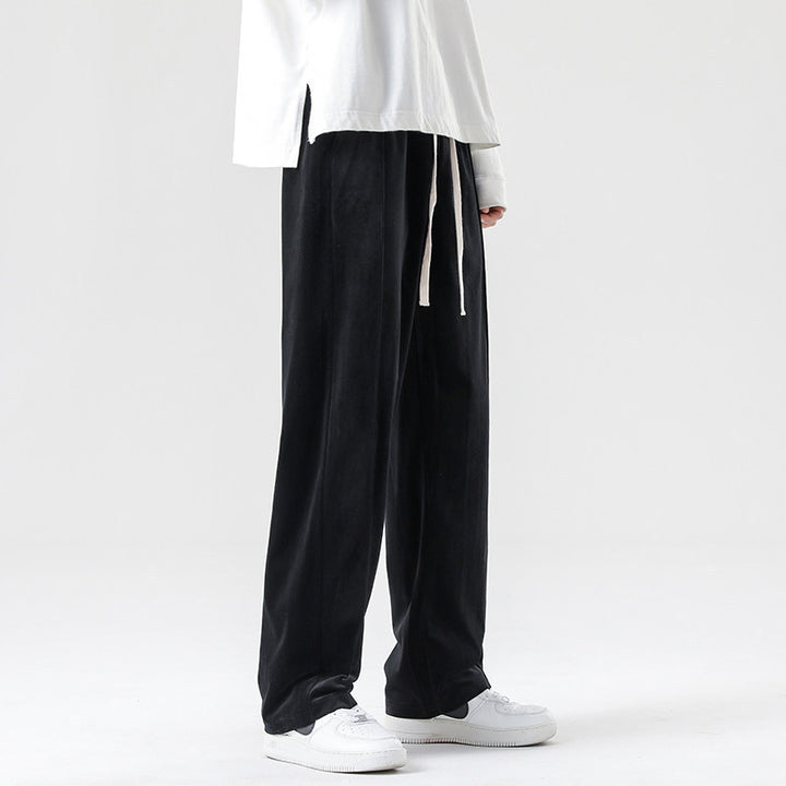Herren Weite Velours-Jogginghose mit elastischem Bund und Kordelzug Drune