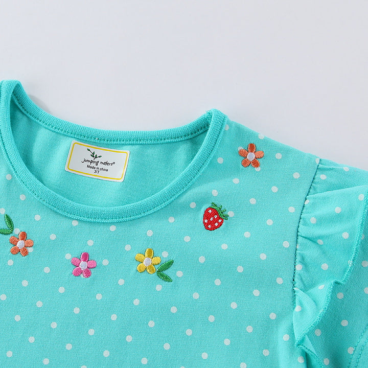 Mädchen Kurzarm Kleid mit verspieltem Hasen- und Blumenmotiv Drune