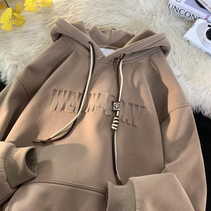 Damen modischer Kapuzenpullover mit auffälligem Schriftzug und hochwertigem Material Drune