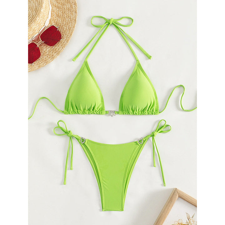Damen Triangel-Bikini mit herzförmigen Akzenten und verstellbaren Riemen Drune