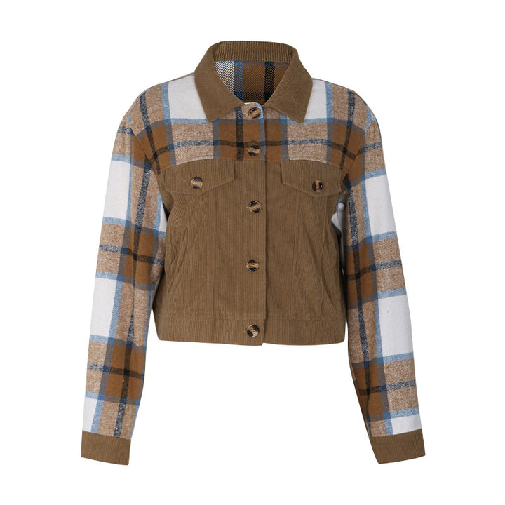 Damen Modische Karo-Cordjacke Drune