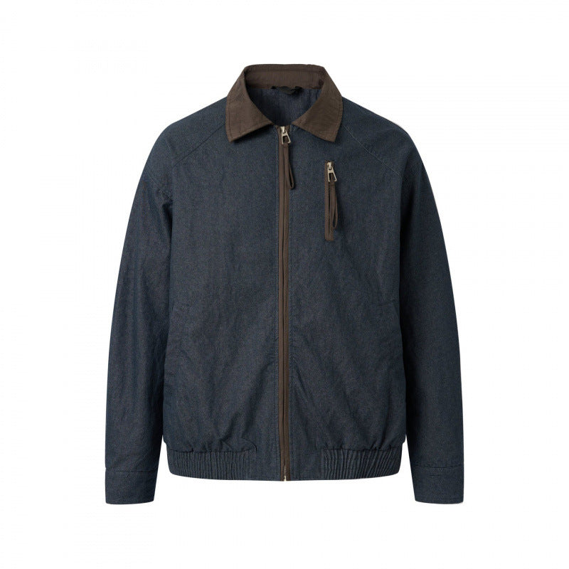 Herren Kurzblouson aus Canvas mit Cordkragen, Brustreißverschluss und elastischem Saum Drune
