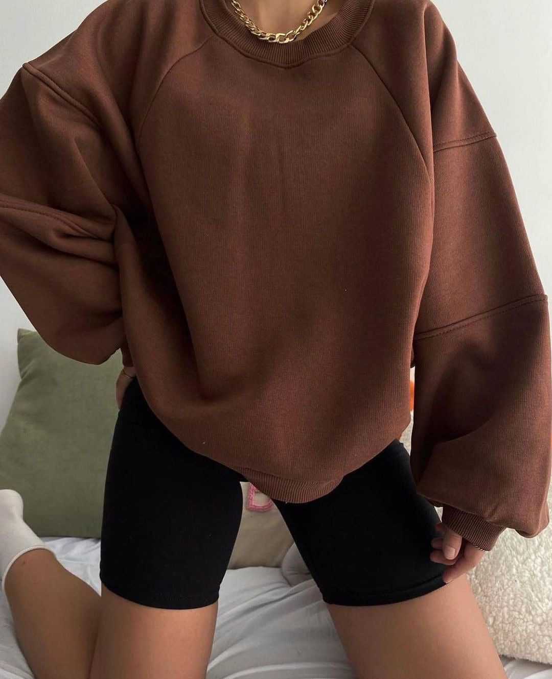 Damen Oversized Sweatshirt mit voluminösen Ärmeln Drune