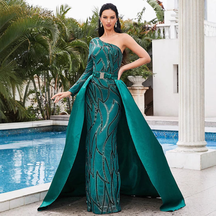 Damen Glamouröses Abendkleid mit schwingendem Rock und funkelnden Details Drune