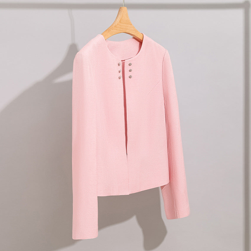 Damen Kurzblazer im minimalistischen Fit mit Perlen-Knopfbesatz und taillierter Schnitt Drune