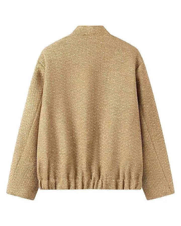 Drune | Gold Pailletten Stehkragenjacke