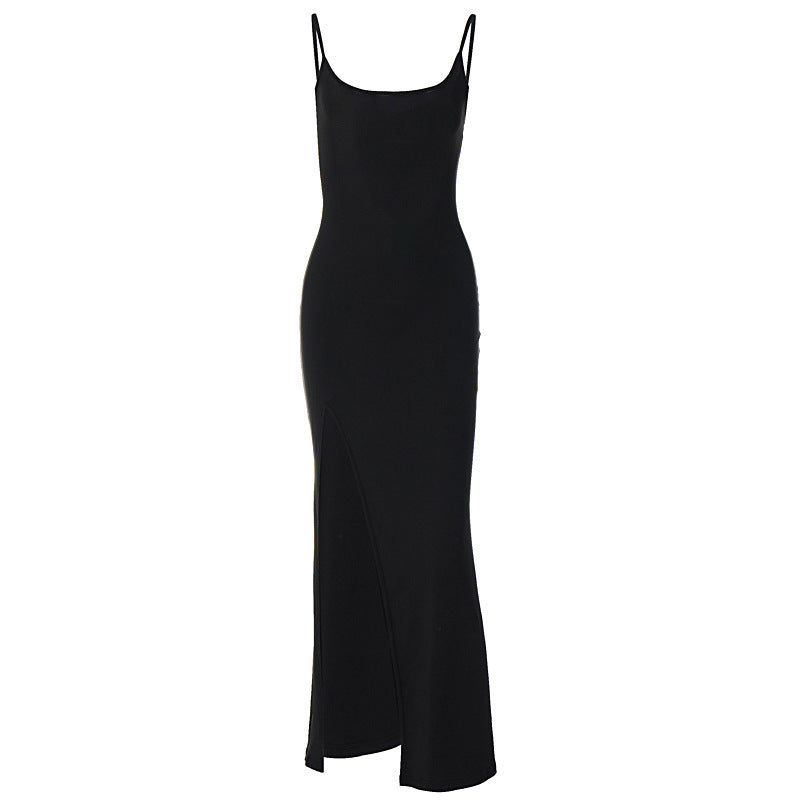 Damen elegantes Maxikleid mit seitlichem Schlitz Drune