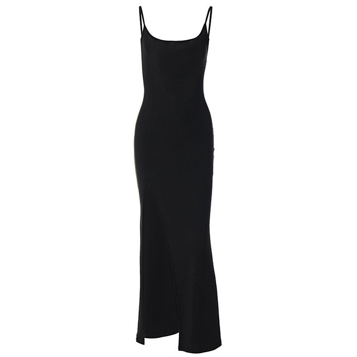 Damen elegantes Maxikleid mit seitlichem Schlitz Drune
