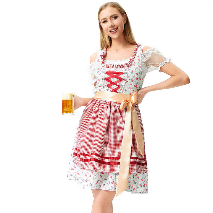 Damen nan Blusenkleid im Trachtenstil mit dekorativem Korsettband und geraffter Schürze Drune