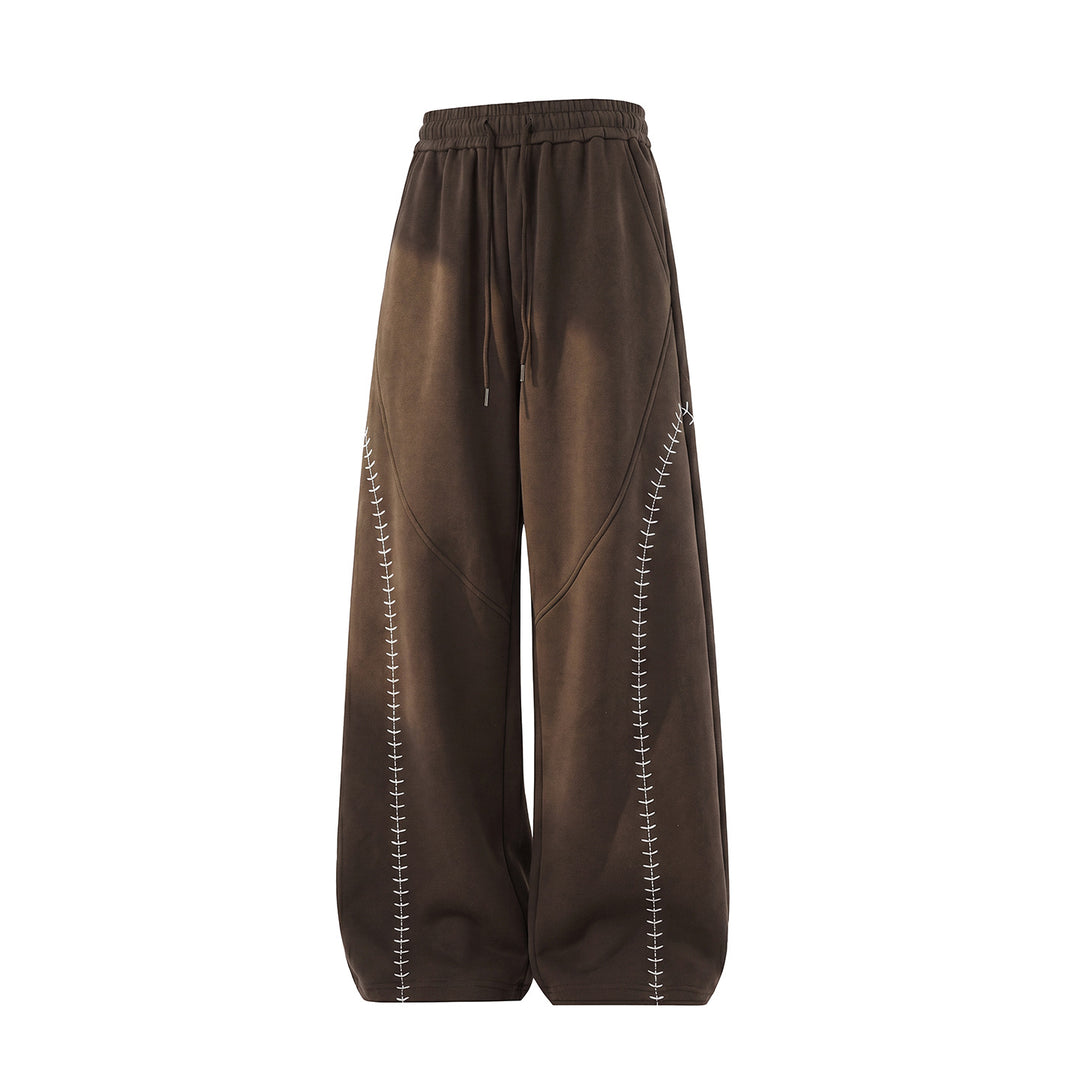 Unisex Extraweite Jogger-Palazzo-Hose mit elastischem Bund und Kontraststicherei Drune
