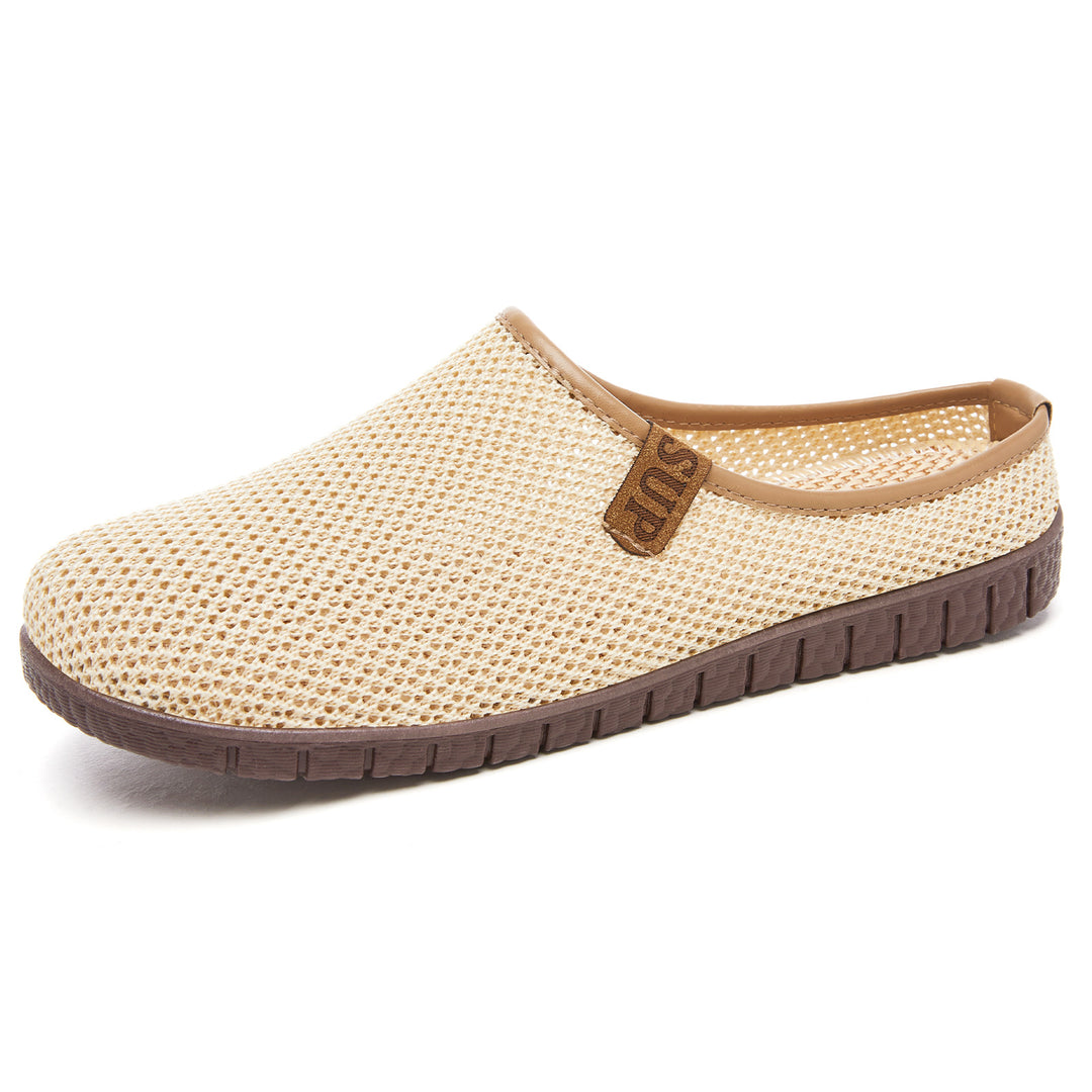 Damen nan atmungsaktiver gestrickter Slipper mit gewebtem Komfortfußbett und flexibler Profilsohle Drune