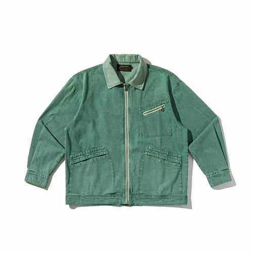 Herren Denim-Workwear-Blousonjacke mit durchgehendem Reißverschluss und Zip‑Brusttasche Drune