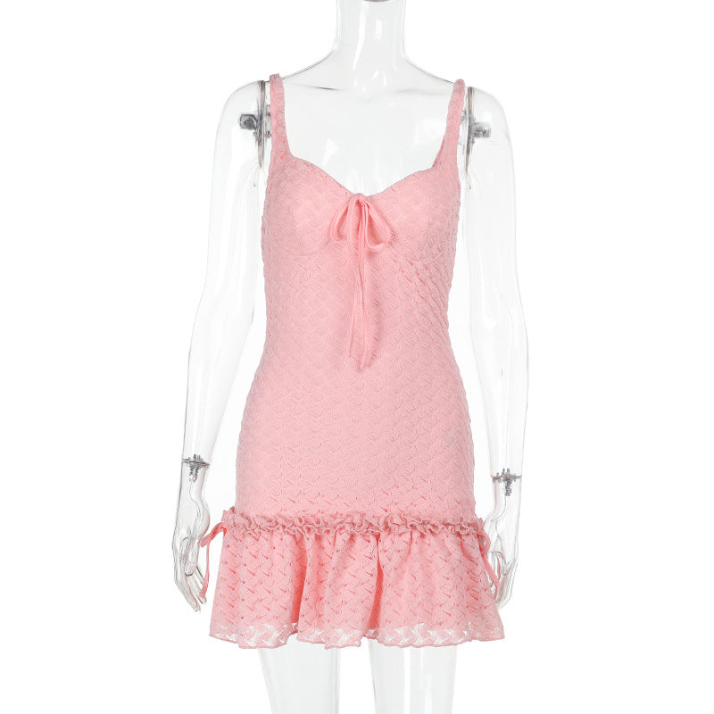 Damen Figurschmeichelndes Sommerkleid mit Rüschensaum Drune