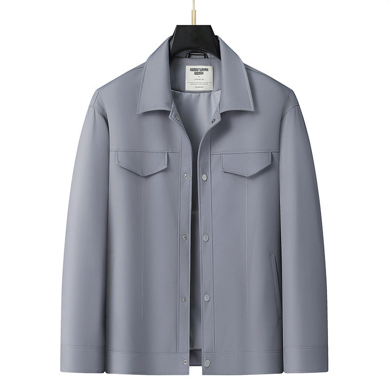 Herren Minimalistische Hemdjacke aus softem Vegan-Kunstleder mit verdeckter Druckknopfleiste Drune
