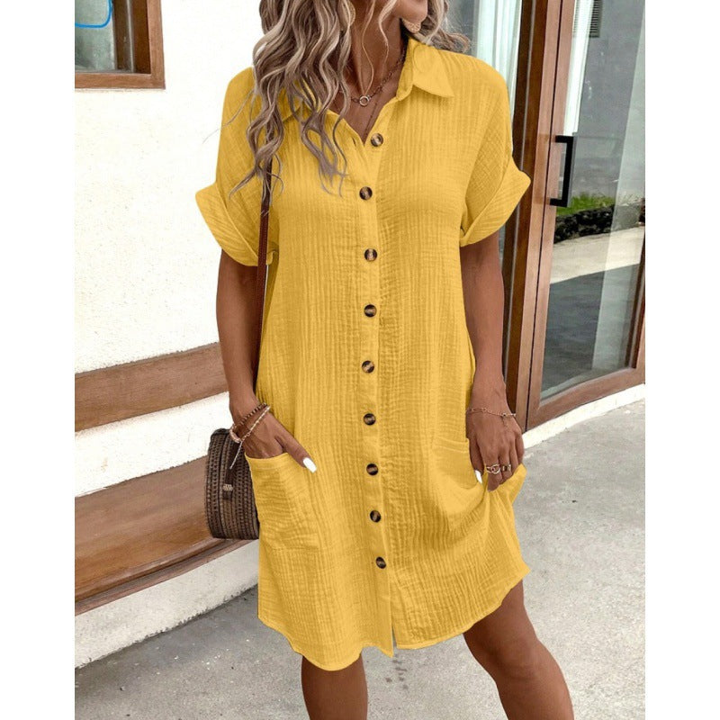 Damen Hemdkleid mit Knopfleiste und praktischen Taschen Drune