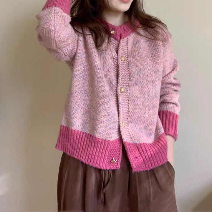 Damen Strickjacke mit kunstvollem Muster und farbigen Akzenten Drune