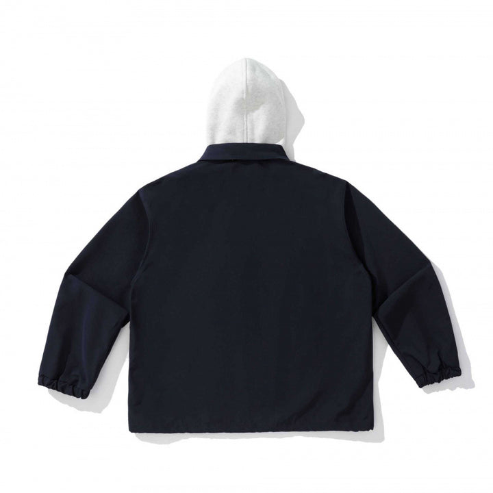 Unisex Zweilagige Overshirt Jacke mit angenähter Fleecekapuze und Druckknopfleiste Drune