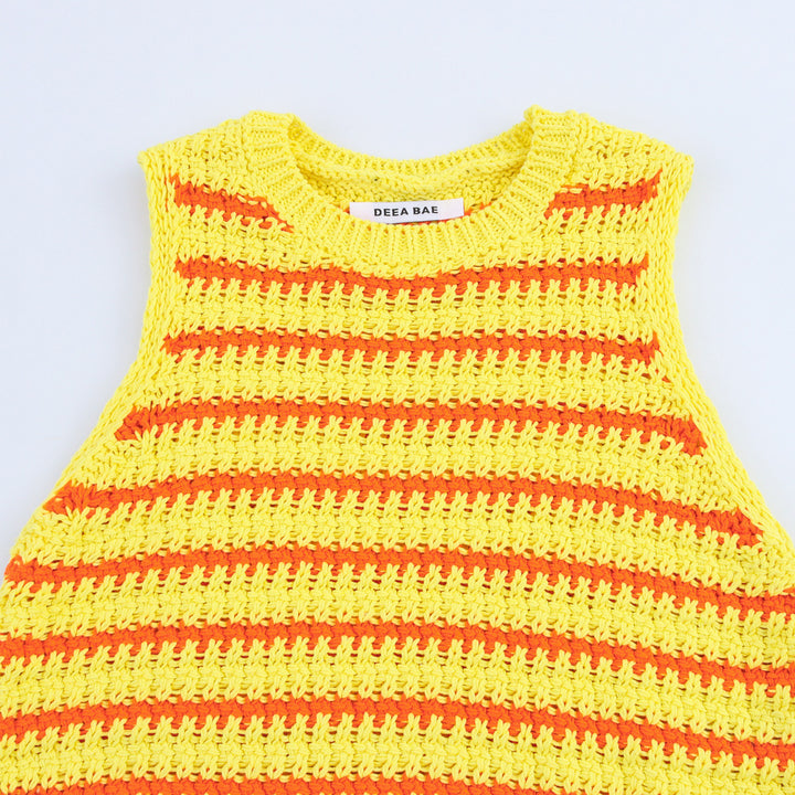 Femme Gestricktes Ärmelloses Cropped Top mit Streifenmuster Drune