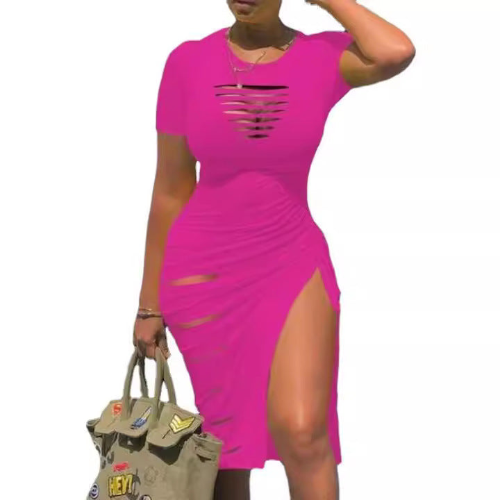 Damen Figurumspielendes Mini-Kleid mit Cut-Outs und seitlichen Schlitzen Drune